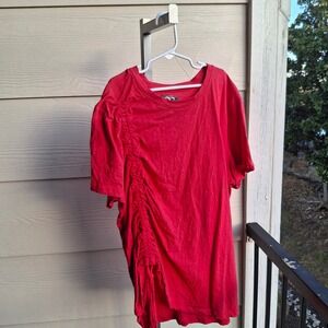 Be Boundless Junior XXL Red Speckled Ruched Side Drawstring Short Sleeve T-Shirt